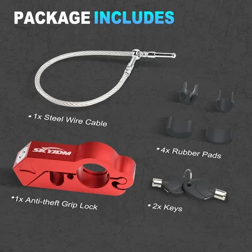 Miniatura 7 de Combo de bloqueo de motocicleta - Casco y agarre antirrobo para todas las motocicletas, bicicletas, cuatrimotos, scooters con diámetros de manillar