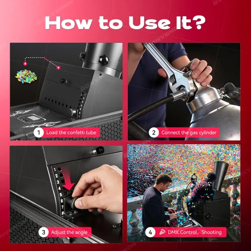 Miniatura 6 de Máquina de cañón de confeti de CO2 Control DMX con estuche de vuelo, cañón de confeti de boda para discoteca discoteca fiesta de escenario (Mini)