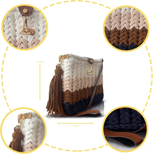 Miniatura 6 de CHQEL Bolso de mano de noche para mujer, hecho a mano, bolso de fiesta de boda de ganchillo, pequeño bolso de mano formal con solapa