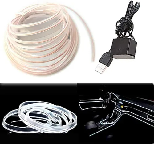 Miniatura 19 de Tira de luces LED de cable electroluminiscente azul para interior de automóvil, 6.5 pies de cable de neón con controlador USB de 5 voltios