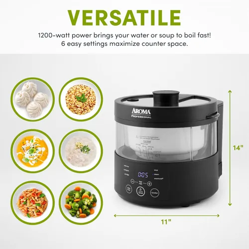 Miniatura 4 de Aroma Housewares Multicooker SmartCarb profesional de 8 tazas (cocidas) y vaporizador de alimentos con bloqueo de sabor para arroz y granos bajos