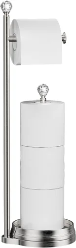 Miniatura 12 de Kasunto Soporte de papel higiénico para baño, almacenamiento de papel higiénico de metal con peso pesado, soporte libre de pie con esfera de F