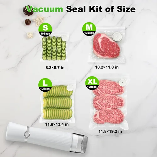 Miniatura 3 de Sellador al vacío para alimentos (máquina compacta selladora al vacío + 40 bolsas de vacío reutilizables), ahorrador de alimentos al vacío de mano