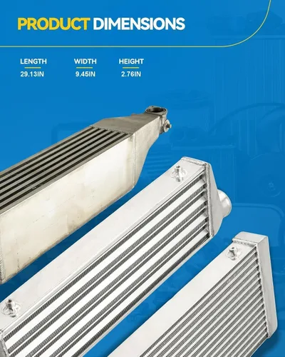 Miniatura 7 de PHILTOP Intercooler universal de E/S de 27"x7"x2.5" * 2.5", intercooler plateado del turbocompresor