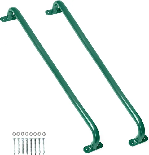 Miniatura 9 de Accesorios de patio de recreo de 17 pulgadas, asas de seguridad de metal, barras de agarre largas verdes para escaleras, gimnasio de la selva