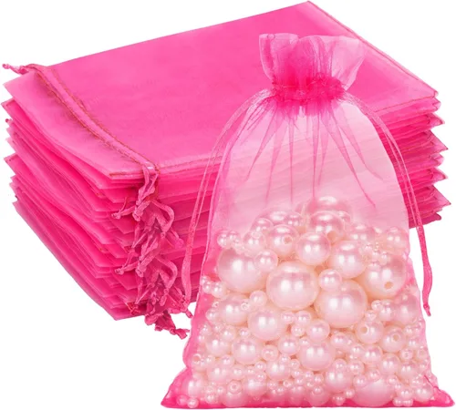 Miniatura 20 de G2PLUS - 25 bolsas de organza doradas de 5 x 7 pulgadas, bolsas de malla transparente para joyería, bolsas de regalo de organza con cordón