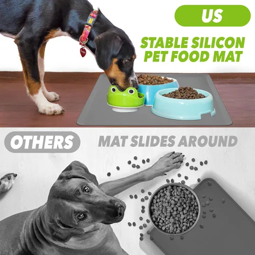 Miniatura 4 de TidyFriend Tapete para Comida de Mascotas - 24" x 24", Bandeja para Mascotas para Comida y Agua, Tapete de Silicona para Perros, Tapete