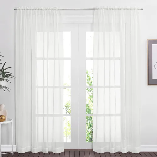 NICETOWN Cortinas traslúcidas de gasa para ventana de dormitorio, bolsillo para barra, elegantes cortinas traslúcidas aireadas, cortinas verticales