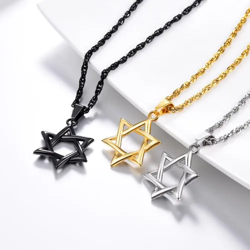 Miniatura 2 de PROSTEEL Collar con colgante y cadena de acero inoxidable de la estrella de David judía, joyería de Israel para hombres y mujeres