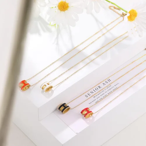 Miniatura 4 de Collar H para mujeres y niñas, chapado en oro de 18 quilates, diseño clásico de letra, lindo collar de moda, colgante, joyería de regalo para mujeres