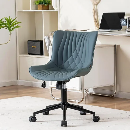 Miniatura 17 de YOUNIKE Silla de Oficina, Silla de Escritorio sin Brazos con Ruedas, Sillas Giratorias Ajustables Rodantes para Oficina en Casa Computadora y Gris