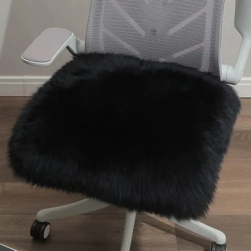 Miniatura 7 de LLB Fundas de Piel de Oveja para Silla Cojines de Silla de Oficina Almohadillas de Silla de Comedor Cojín de Asiento de Silla de Escritorio