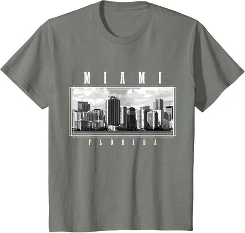 Miniatura 36 de Miami Skyline Florida Pride Vintage Miami Camiseta, Negro