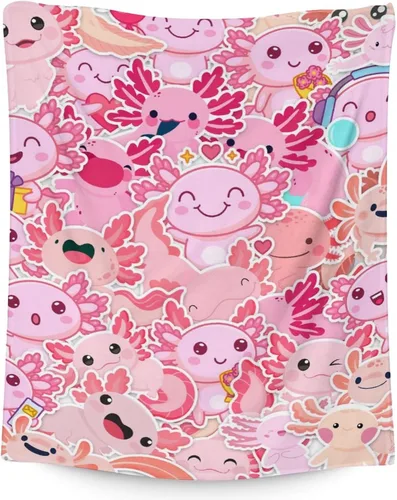 Miniatura 23 de Axolotl - Manta de regalo de 40 x 50 pulgadas para niñas, manta suave y mullida azul para cama, sofá y sala de estar Axolotl1-1