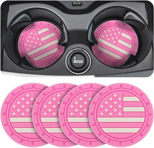 Miniatura 10 de Osilly Posavasos para Portavasos de Automóvil, Paquete de 4 Posavasos Antideslizantes de PVC con Estampado de Huellas de Pata, Tapete Universal