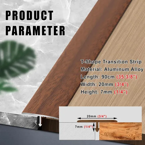 Miniatura 7 de Tiras de transición de moldeo en T de grano de madera, tiras de cubierta de umbral de aleación de aluminio, decoración de borde de alfombra a LVT