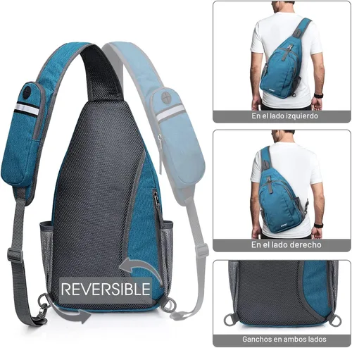 Miniatura 6 de G4Free Bolso bandolera con bloqueo RFID, mochila cruzada en el pecho, mochila para senderismo y viajes (azul turquesa)