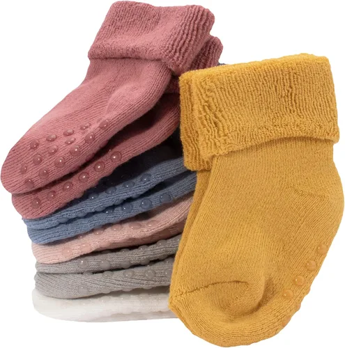 Ehdching Paquete de 6 calcetines de algodón antideslizantes antideslizantes para bebés y niñas pequeñas