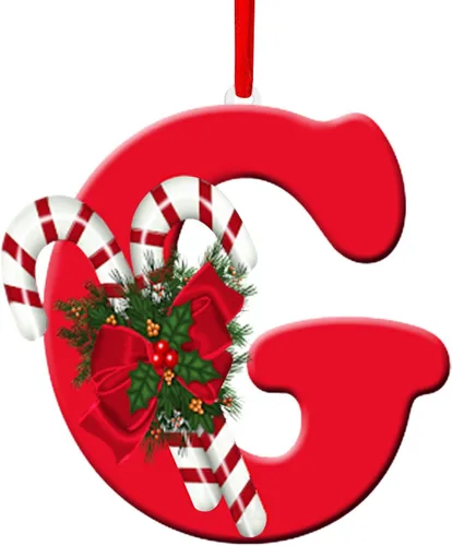 Miniatura 13 de Colgante de decoración para árbol de Navidad de 26 letras, adornos de árbol de Navidad, adornos de Navidad personalizados, decoración de Navidad