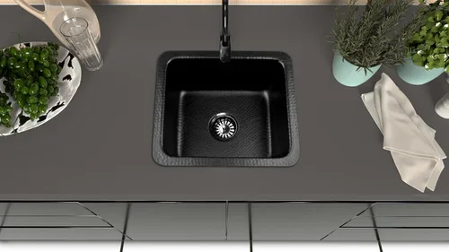 Miniatura 5 de Monarch Abode Fregadero de cocina y bar – Fregadero de cocina Highball de doble montaje de 17 pulgadas, fregaderos de aluminio negro mate martillado