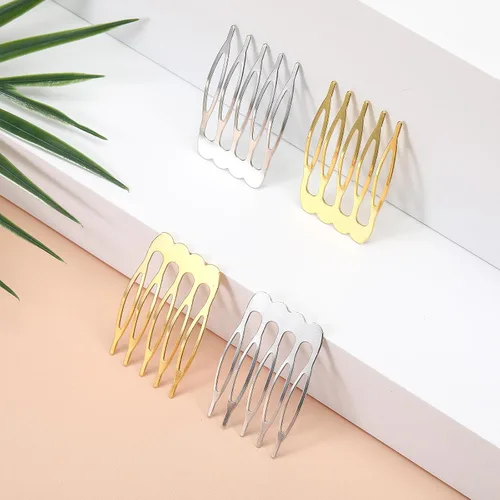 Miniatura 7 de 20 peines pequeños de metal para el cabello, 5 dientes, peine lateral francés, peine lateral de pelo pequeño, para manualidades, manualidades