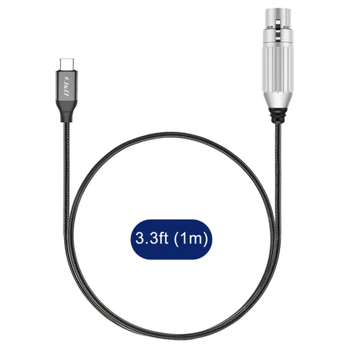 Miniatura 7 de J&D Cable de audio de micrófono USB C a XLR, cable trenzado USB C a XLR hembra para grabación de audio, micrófono dinámico, compatible con iPhone