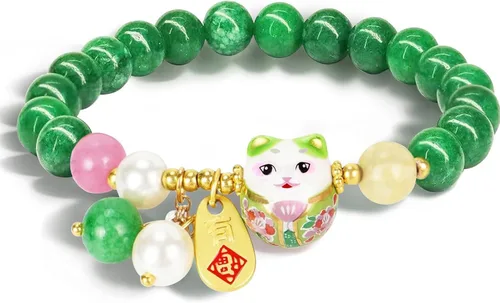 Miniatura 13 de Pulsera de gato de la suerte Feng Shui, joyería de buena suerte para mujer, protección de riqueza y fortuna, pulseras de cristal de piedras