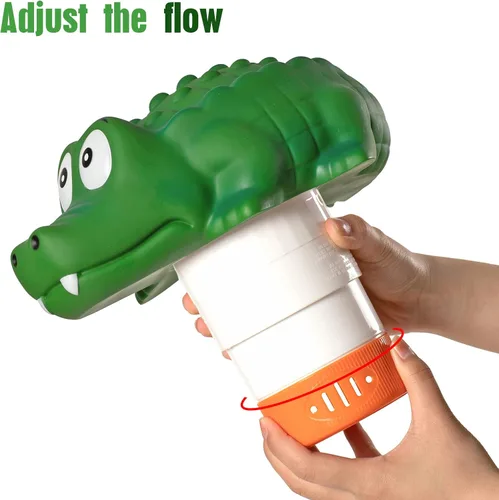 Miniatura 4 de XY-WQ Flotador de cloro, dispensador de cloro flotante para piscina (cocodrilo), se adapta a tabletas de 1 y 3 pulgadas para piscinas grandes
