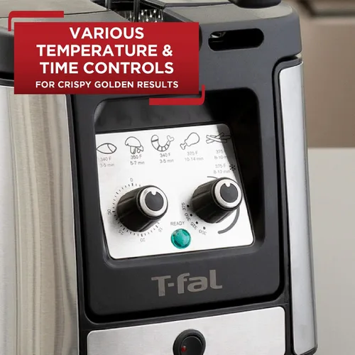 Miniatura 3 de T-fal Mini freidora, freidora de acero inoxidable con canasta, 1 litro, control de temperatura versátil, 900 vatios, control de temperatura, fácil