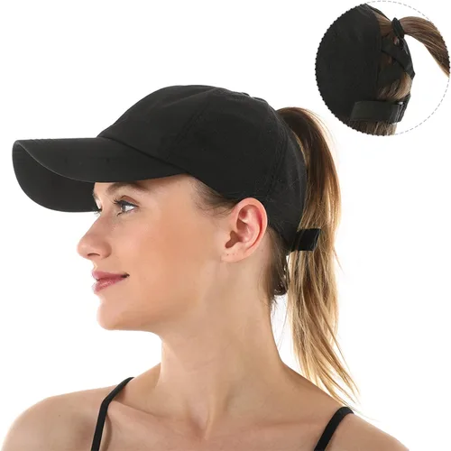 Miniatura 7 de HGGE Gorra de béisbol para mujer, con diseño de cola de caballo cruzada, ajustable, de secado rápido