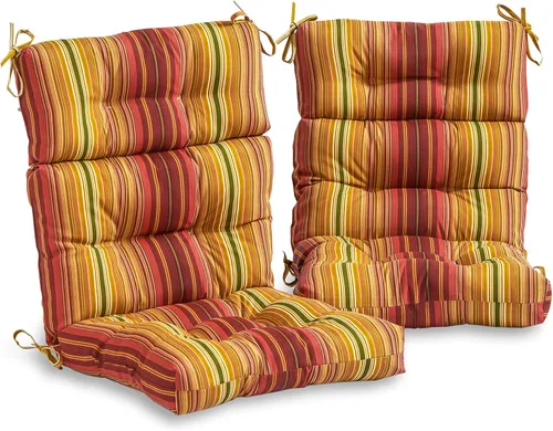 Miniatura 11 de South Pine Porch Cojín para silla de respaldo alto al aire libre (juego de 2), rayas de ladrillo