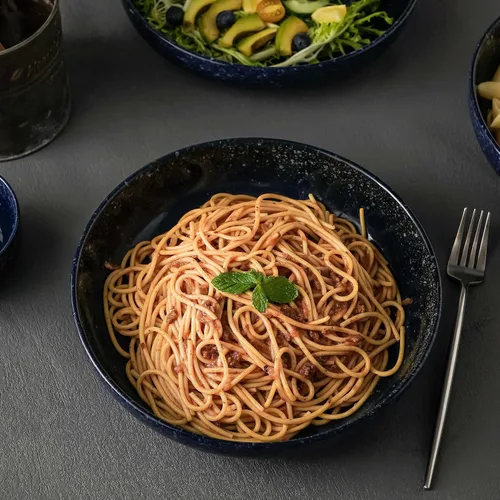 Miniatura 3 de S&Q'S CERAMICS Juego de 4 tazones grandes para servir, tazones grandes para ensalada de 65 onzas, platos hondos de cerámica anchos y poco profundos