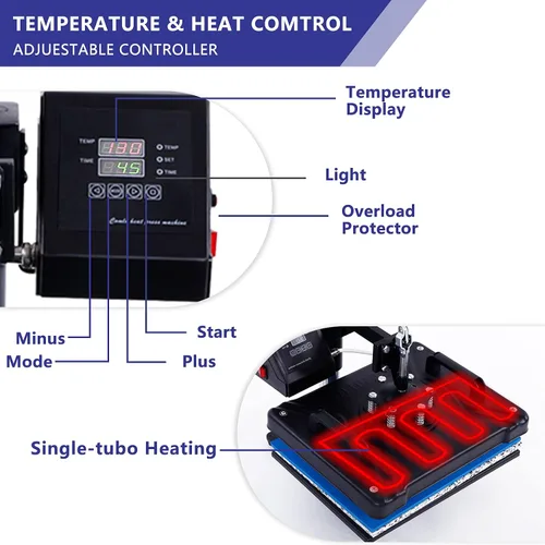 Miniatura 2 de Máquina de prensa de calor para camisas de 12 x 10 pulgadas, portátil, manos libres, calor rápido, fácil de presionar, máquina de impresión