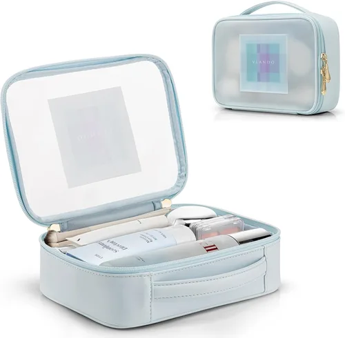 Miniatura 10 de Vlando - Bolsa de maquillaje de viaje, organizador de bolsa de maquillaje, ideas de regalo para mujeres y niñas, bolsa de almacenamiento
