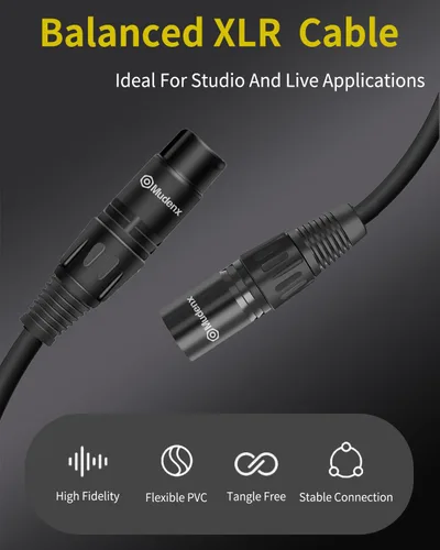 Miniatura 5 de XLR - Paquete de 2 cables de micrófono macho a hembra de 6 pies, cable de audio equilibrado para micrófono, mezclador, altavoces PA, estudio