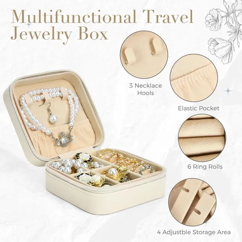 Miniatura 2 de LOKASS Joyero de viaje personalizado con inicial, regalos de dama de honor, organizador pequeño de joyero, día de la madreregalo de cumpleaños