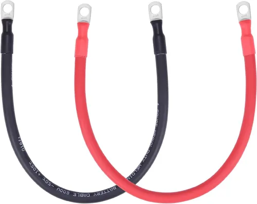 Miniatura 25 de Cable de batería flexible de 1/0 AWG con terminales de 3/8" - Alambre de cobre puro OFC para inversor y soldadura para automotriz, solar, RV