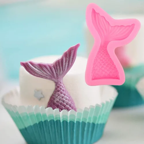 Miniatura 4 de 6 moldes de silicona con temática oceánica de cola de sirena, caballito de mar, tortugas marinas, conchas de mar, para hacer dulces, chocolate