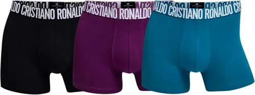Cristiano Ronaldo CR7 Paquete de 3 calzoncillos tipo bóxer para hombre, talla XS, NegroMoradoVerde Azulado