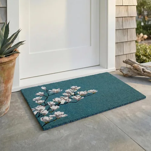 Miniatura 71 de Fab Habitat Felpudo extra grueso, tejido a mano, duradero, fibra de coco natural, entrada, puerta delantera, porche, patio, pájaros en rama, gris