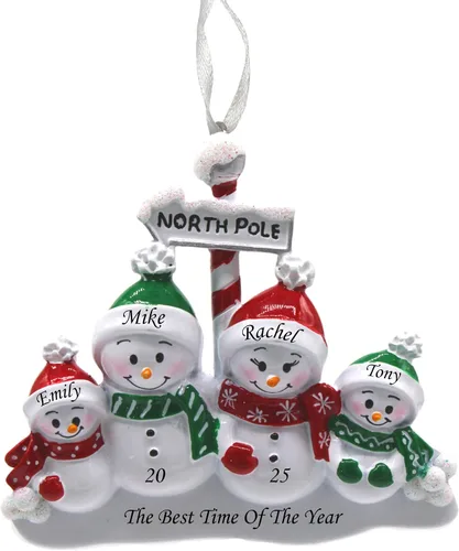 Miniatura 12 de Adorno de Navidad familiar 2025 – Adorno personalizado para familias – Adorno familiar de muñeco de nieve personalizado – Decoración de árbol
