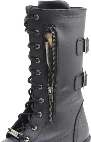 Miniatura 2 de Milwaukee Leather Botas de cuero con cordones tácticas negras de 13 pulgadas de alto para hombre con cremallera con bolsillo de almacenamiento