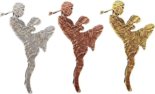 Miniatura 2 de Mauy Thai Fighter Pin, Mauy Thai, Martial Arts, Fighter, Fighting, Pins, Lapel, Brooch, Pewter, Copper, Gold, Over 100 Sports Designs Available