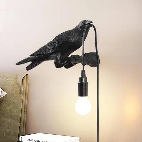 Lámpara de mesa EPPARA Cuervo, lámpara gótica de cuervo, luz de mesa ajustable para pájaros, lámpara de aplique para pared para dormitorio sala de