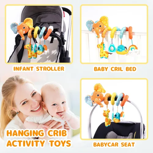 Miniatura 4 de Koty Juguetes de asiento de automóvil, juguete en espiral para asiento de automóvil para bebé, juguetes de cochecito de bebé, juguete de actividad