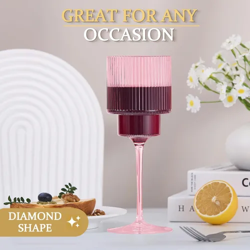 Miniatura 6 de Lueumxc Copas de vino de plástico – Copas de vino acrílicas de 12 onzas, Origami irrompible, vasos de cóctel de plástico transparente, reciclables