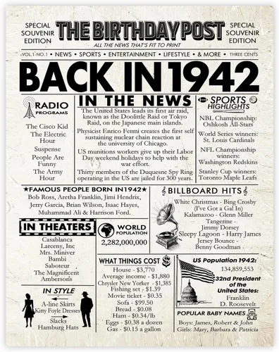Miniatura 17 de Póster de cumpleaños 96 sin marco, periódico Back In 1930, regalos de feliz cumpleaños 96 para hombres y mujeres, vintage, retro, nacido en 1930