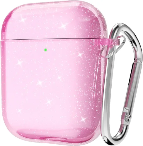 Miniatura 41 de Svanove Funda para Airpods Transparente con Purpurina, Funda Brillante y Bonita para Airpods de 1ª y 2ª Generación con Llavero, Carcasa Rígida