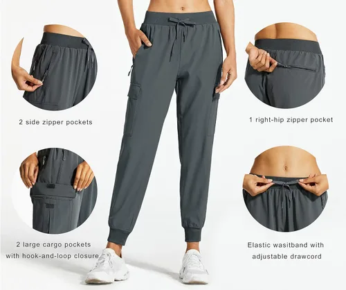 Miniatura 2 de Libin - Pantalones deportivos tipo cargo para mujer, ligeros, de secado rápido, para senderismo, entrenamiento, descanso, uso casual, exteriores