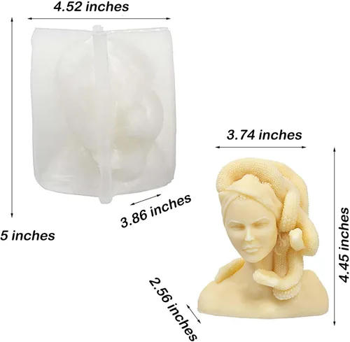 Miniatura 3 de Grainrain Moldes de velas de figuras, moldes de pilar – Gorgon Medusa – Moldes de silicona de fundición de resina para decoración del hogar